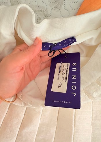 Joinus Beyaz Pilili Midi Etek - Görsel 4