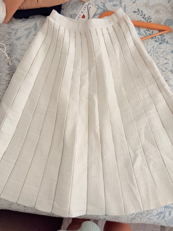 Joinus Beyaz Pilili Midi Etek - Görsel 3