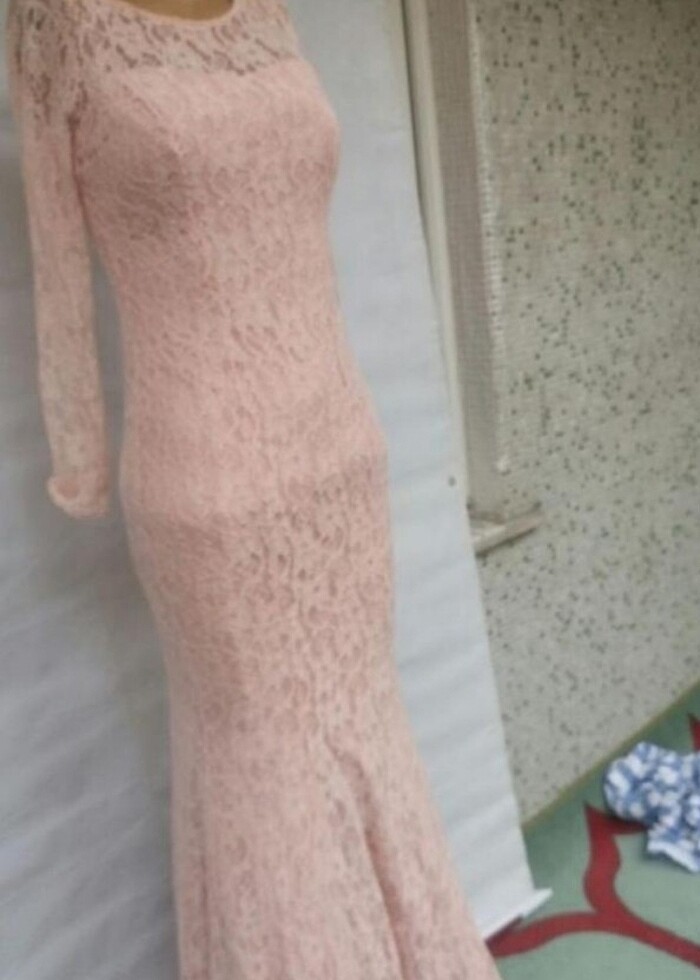 Abiye balık model pudra rengi  - Görsel 2