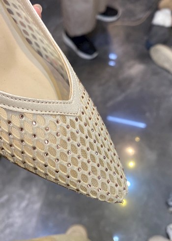 Beyaz Örgü Detaylı Stiletto Kadın Topuklu - Görsel 4