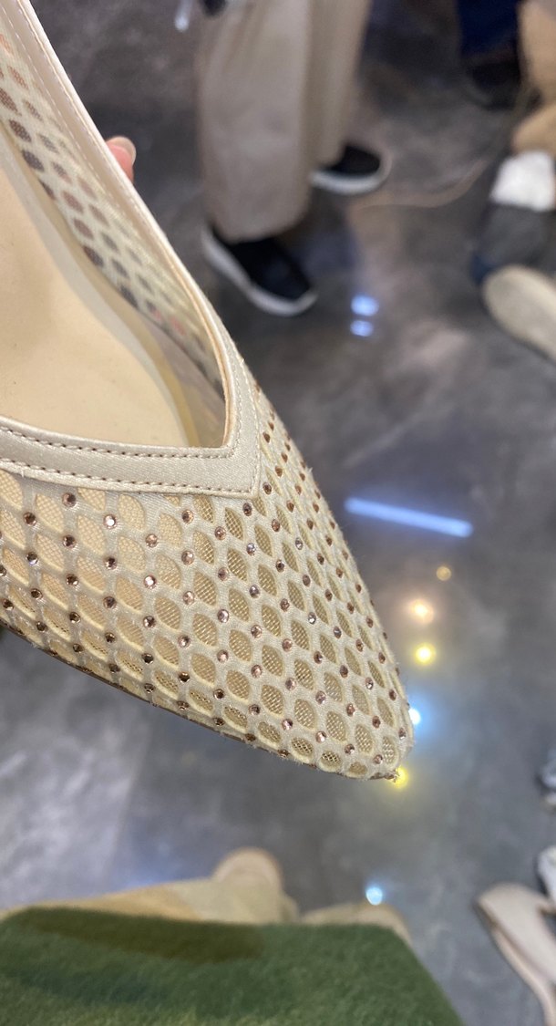 Beyaz Örgü Detaylı Stiletto Kadın Topuklu - Görsel 4