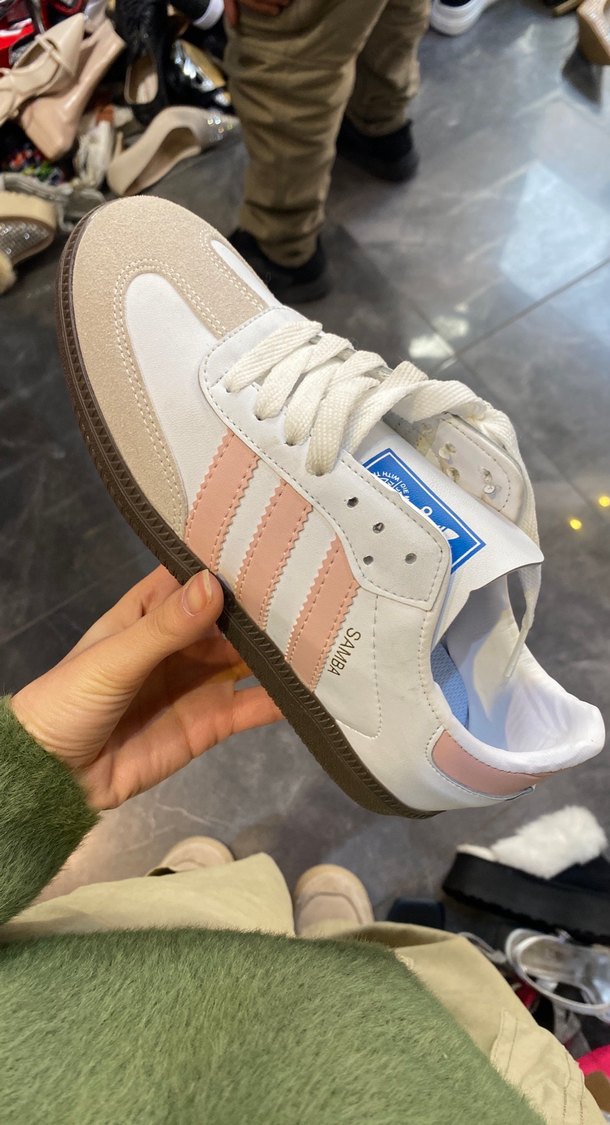 Beyaz Pembe Laced Samba Stiletto Spor Ayakkabı - Görsel 4