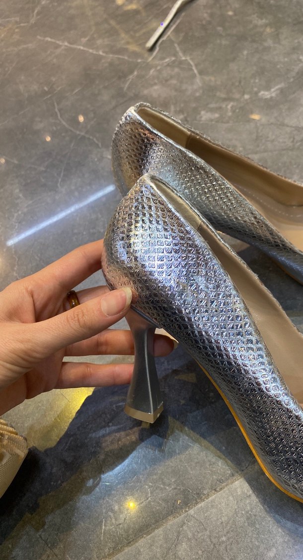 Gri Metalik Yılan Desenli Stiletto - Görsel 3