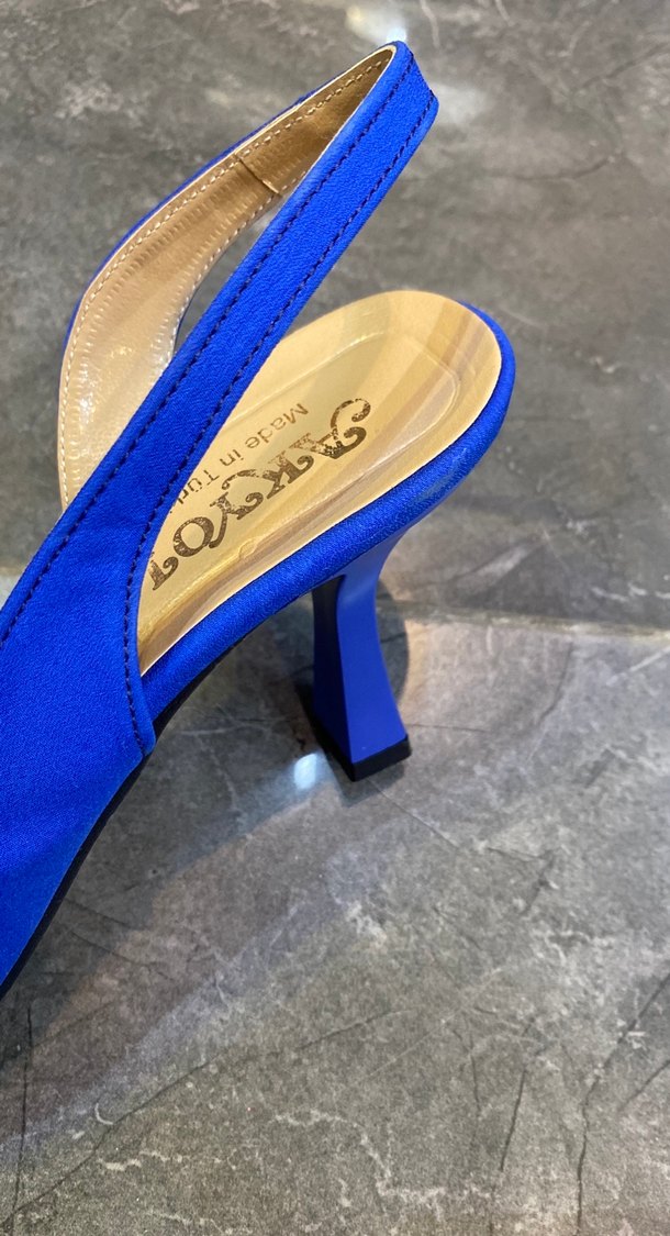 Saten Mavi Stiletto Abiye Ayakkabı - Görsel 3