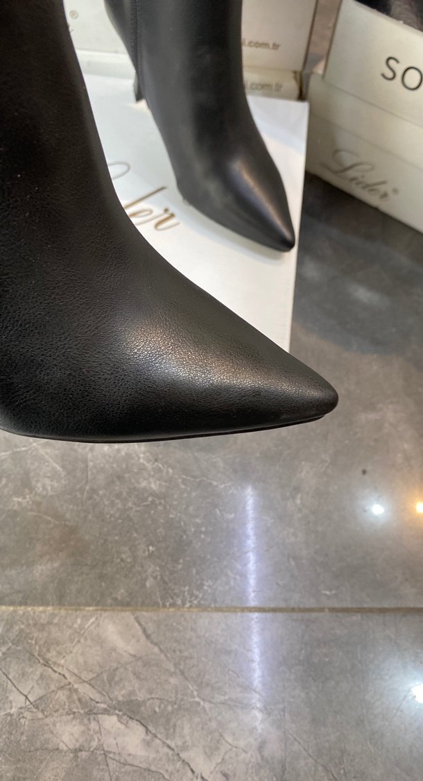 Siyah Deri Stiletto Topuklu Kadın Bot - Görsel 3