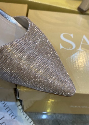 Altın Renkli Blok Topuklu Kadın Abiye Ayakkabı - Görsel 4