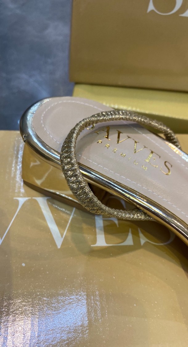 Altın Renkli Blok Topuklu Kadın Abiye Ayakkabı - Görsel 3