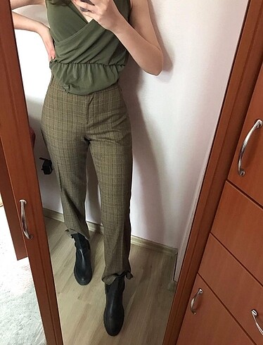 Ekoseli kumaş pantolon