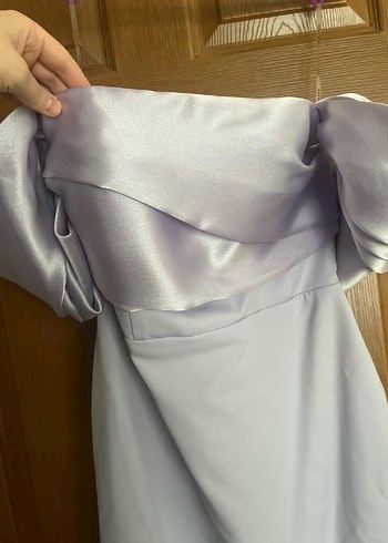 Mor Drapeli Midi Abiye Elbise - Görsel 3