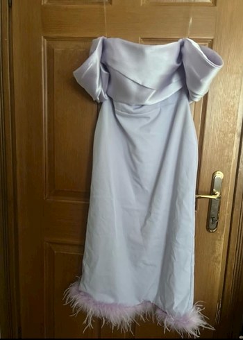 Mor Drapeli Midi Abiye Elbise - Görsel 6