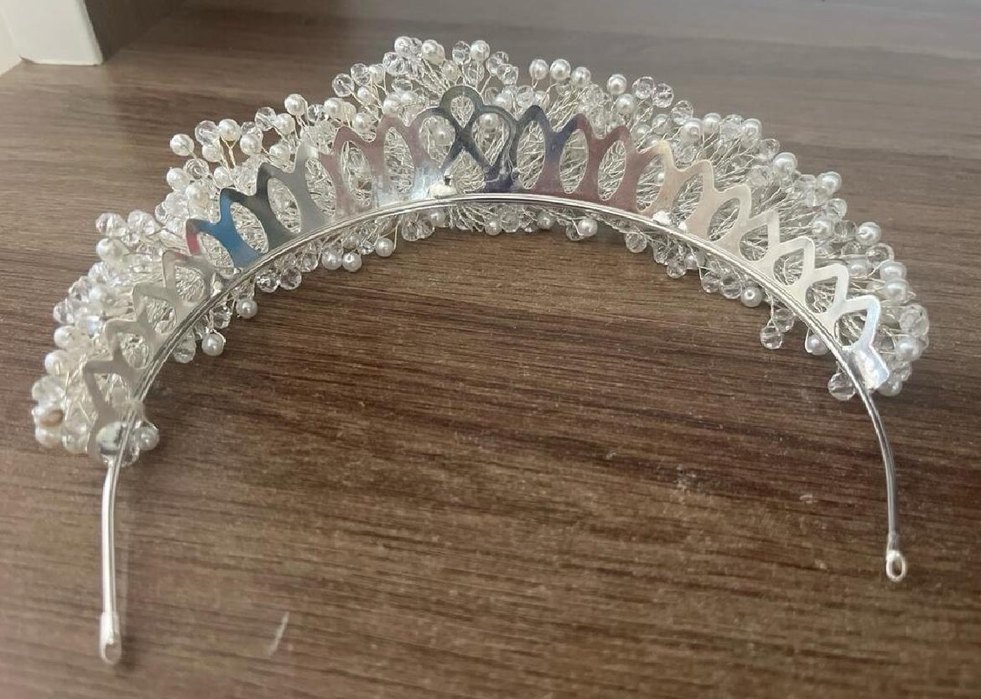 Beyaz Boncuklu Cam Saç Aksesuarı - Görsel 4