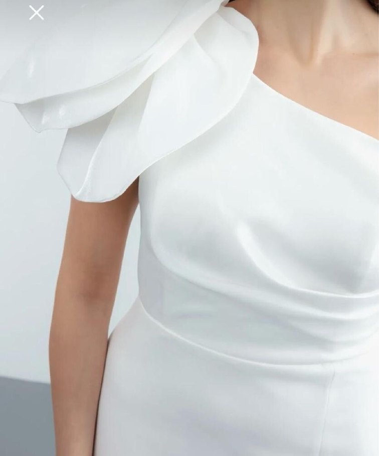 Beyaz Drapeli Straplez Uzun Abiye - Görsel 4