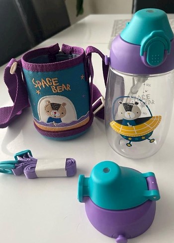 Mor Renkli Çocuk Termos Şişesi ve Kılıfı - Görsel 2