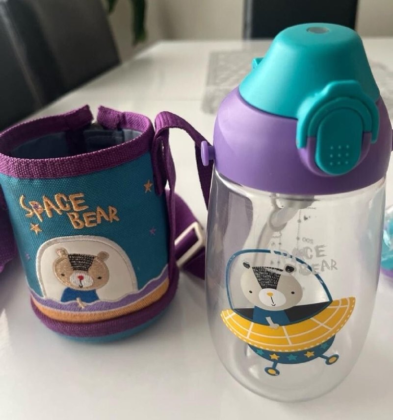 Mor Renkli Çocuk Termos Şişesi ve Kılıfı - Görsel 3