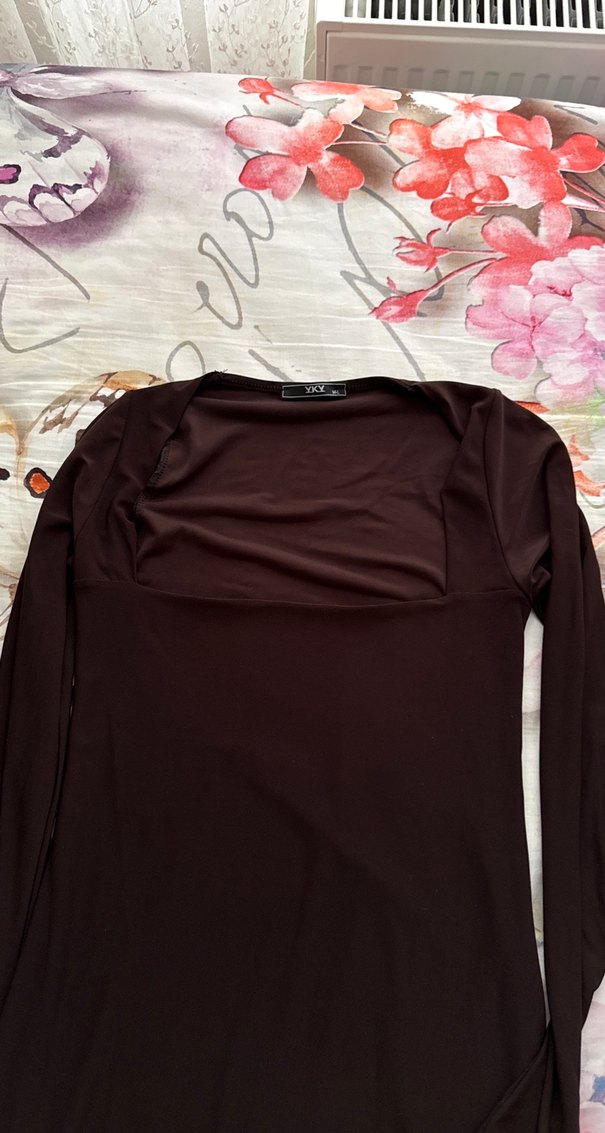 Uzun Kollu Siyah Straplez Elbise - Görsel 2