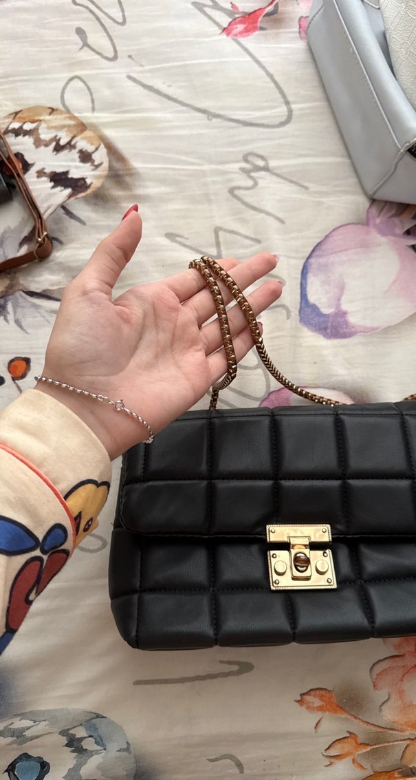 Kilitli Siyah Deri Kadın Çanta - Görsel 2