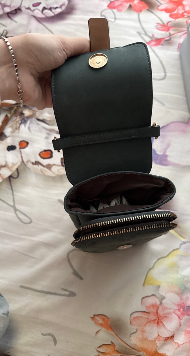 Kahverengi Tokalı Gri Deri Kadın Çapraz Çanta - Görsel 3