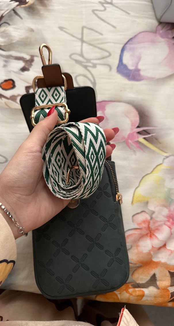 Kahverengi Tokalı Gri Deri Kadın Çapraz Çanta - Görsel 2