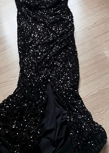 Siyah Pullu Abiye Elbise - Görsel 2