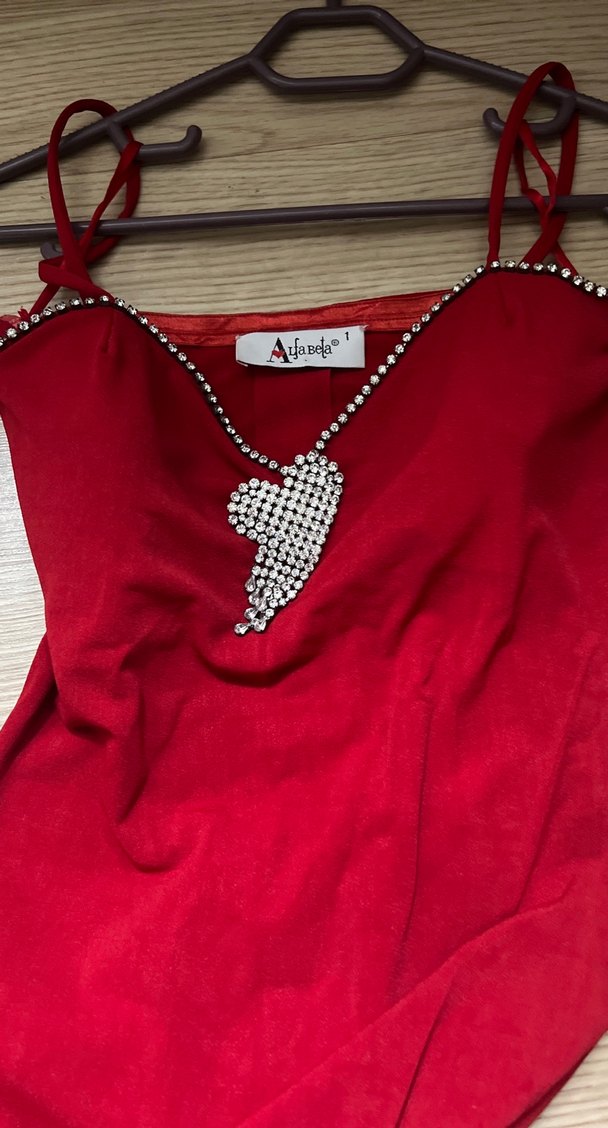 Alfa&Beta Kırmızı Uzun Abiye Elbise - Görsel 4