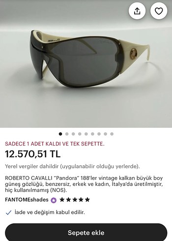 Roberto Cavalli Vintage Kadın Güneş Gözlüğü - Görsel 9