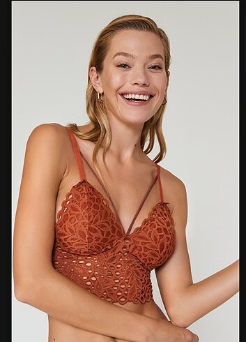 Beden camel Renk Bralet takım