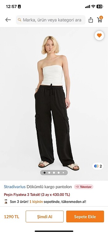 Stradivarius yazlık siyah pantolon