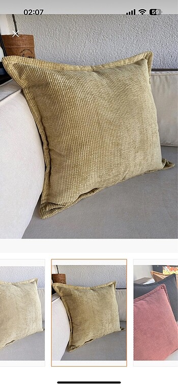 Zara Home Kırlent fitilli kadife pastel sarı-yeşil
