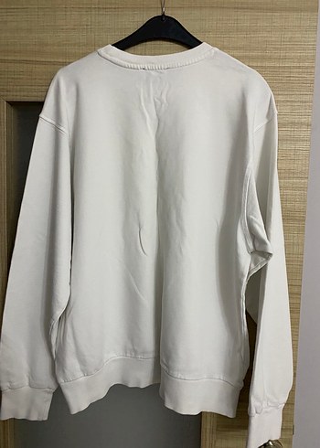 Beyaz Erkek Sweatshirt Uzun Kollu Rahat Kesim - Görsel 3