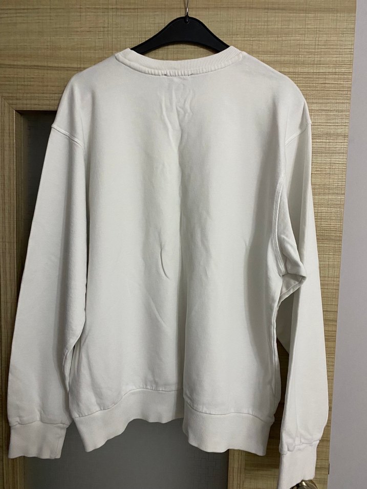 Beyaz Erkek Sweatshirt Uzun Kollu Rahat Kesim - Görsel 3