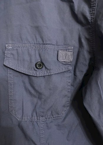 Düğmeli Uzun Kollu Mavi Erkek Gömlek - Görsel 4