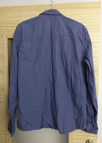 Düğmeli Uzun Kollu Mavi Erkek Gömlek - Görsel 6