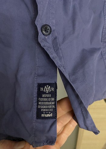 Düğmeli Uzun Kollu Mavi Erkek Gömlek - Görsel 5