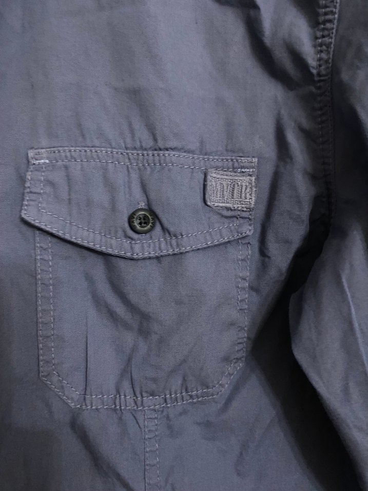 Düğmeli Uzun Kollu Mavi Erkek Gömlek - Görsel 4