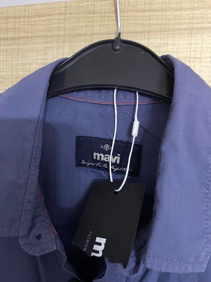 Düğmeli Uzun Kollu Mavi Erkek Gömlek - Görsel 2