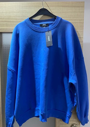 Erkek Mavi Sweatshirt, Bisiklet Yaka, Rahat Kesim - Görsel 4