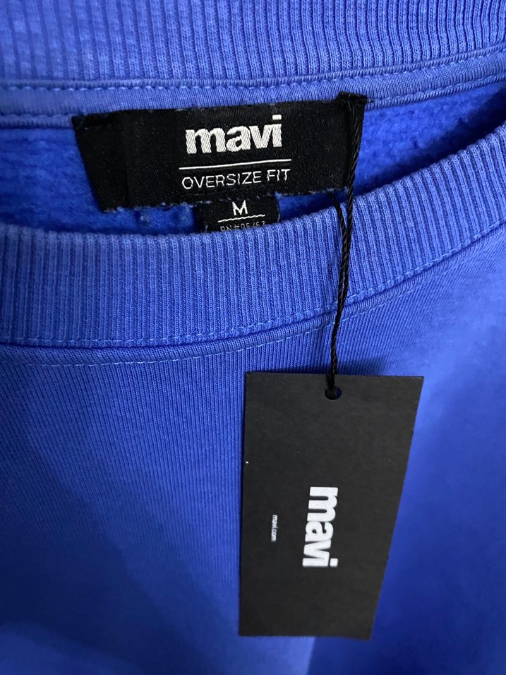 Erkek Mavi Sweatshirt, Bisiklet Yaka, Rahat Kesim - Görsel 5