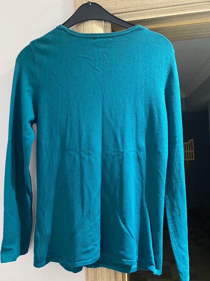 Düğmeli Turkuaz Kadın Hırka - Görsel 3