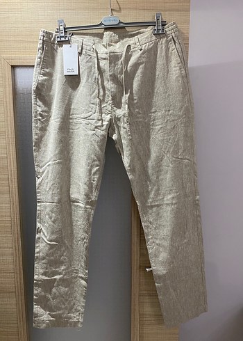 Bej Keten Erkek Pantolon Regular Fit - Görsel 4