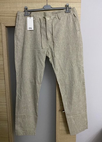 Bej Keten Erkek Pantolon Regular Fit - Görsel 3