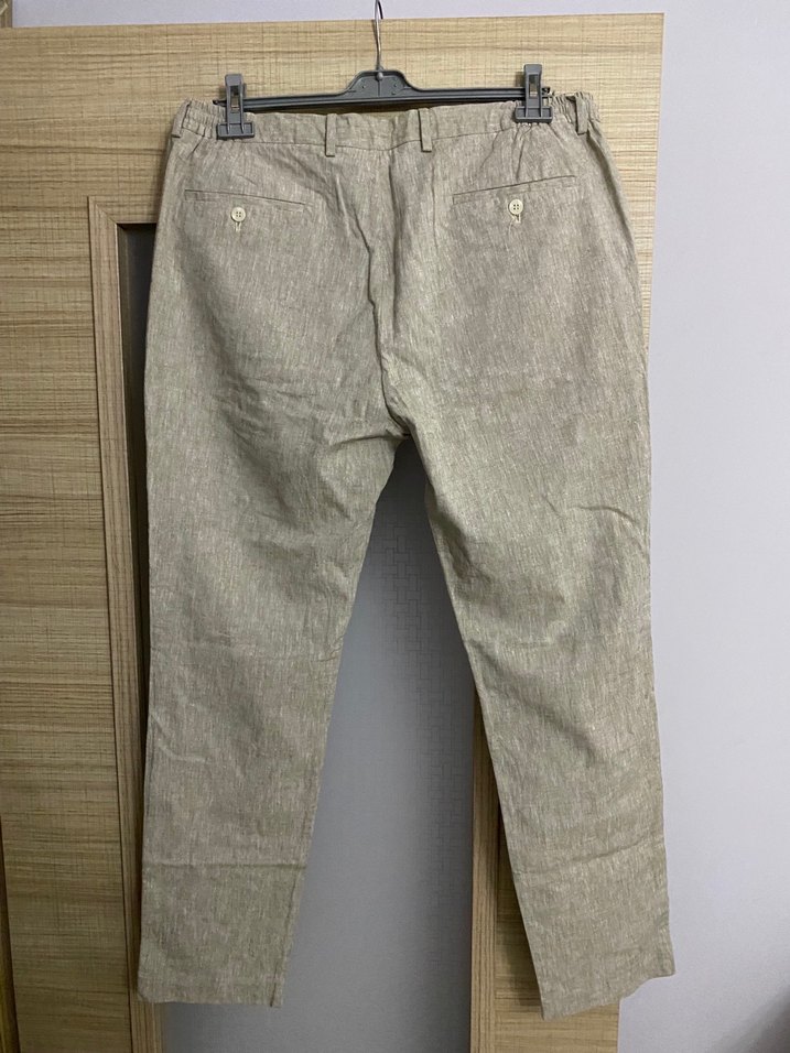 Bej Keten Erkek Pantolon Regular Fit - Görsel 2