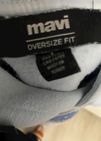 Gri Kapüşonlu Mavi Jeans Sweatshirt - Görsel 4