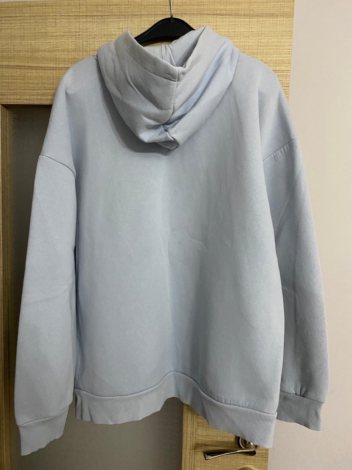 Gri Kapüşonlu Mavi Jeans Sweatshirt - Görsel 3