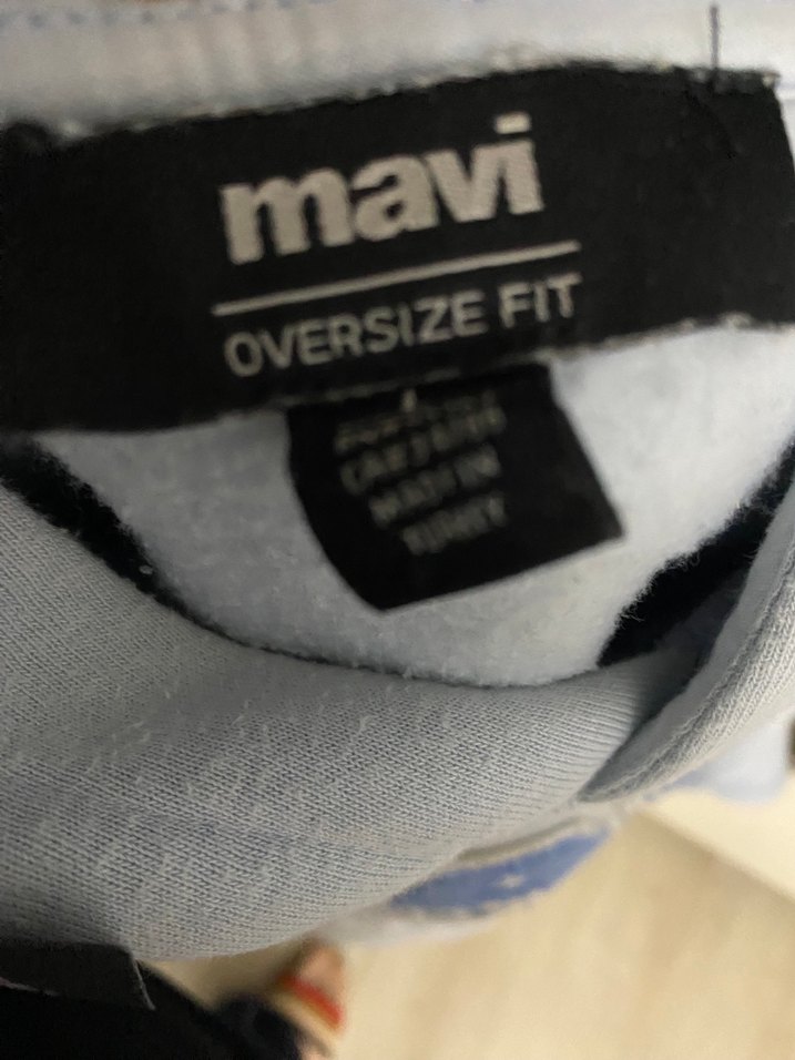 Gri Kapüşonlu Mavi Jeans Sweatshirt - Görsel 4