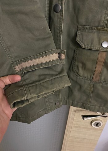 Düğmeli Kadın Haki Midi Ceket - Görsel 5