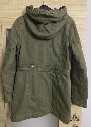 Düğmeli Kadın Haki Midi Ceket - Görsel 6