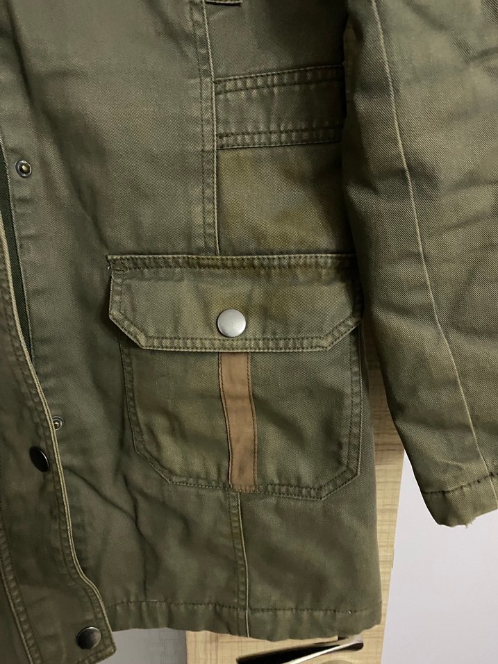 Düğmeli Kadın Haki Midi Ceket - Görsel 2