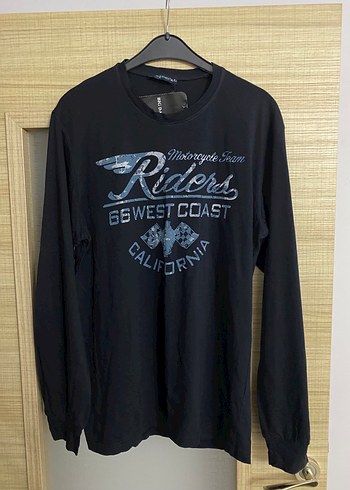 Siyah Biker Desenli Erkek Sweatshirt - Görsel 2