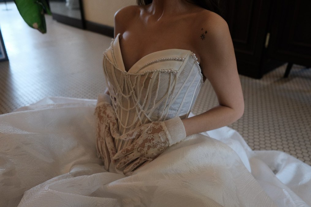 Kadın Beyaz Dantel Vintage Eldiven - Görsel 4