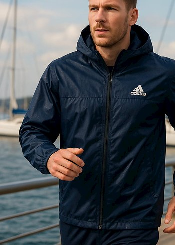 Adidas Erkek Lacivert Fermuarlı Yağmurluk